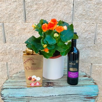 סט בגוניה פורחת יין ושוקולד